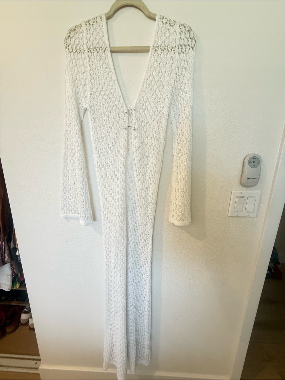 White Crochet Maxi Dress with Deep V-Neck BRAND NEW NEVER Worn
